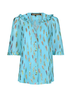 Aria Blouse Turquoise Metallic Sunset