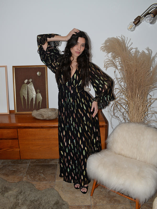 Celia Maxi Dress Black Metallic Sunset