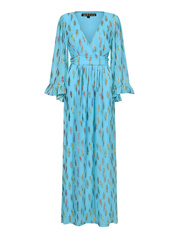 Celia Maxi Dress Turquoise Metallic Sunset