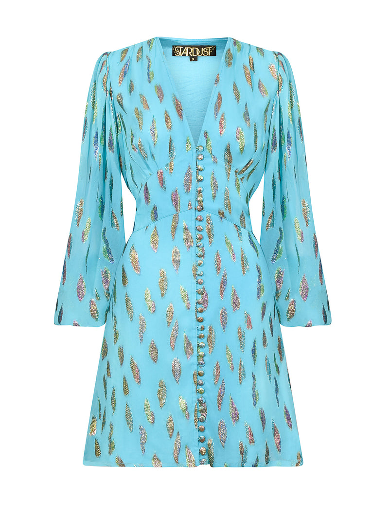 Diva Mini Dress Turquoise Metallic Sunset