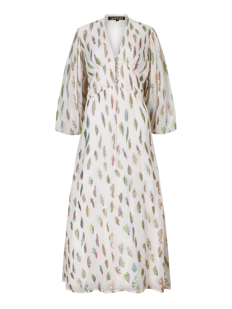 Evelyn Maxi Dress Cream Metallic Sunset Sale