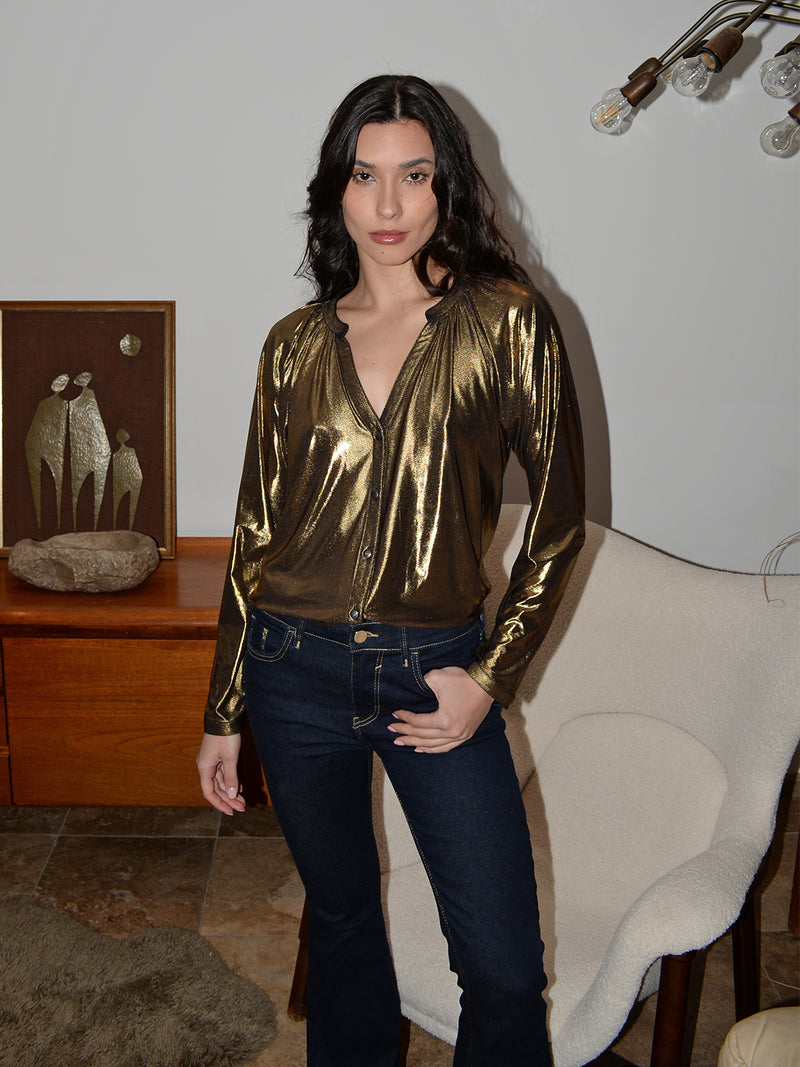 Feather Blouse Gold