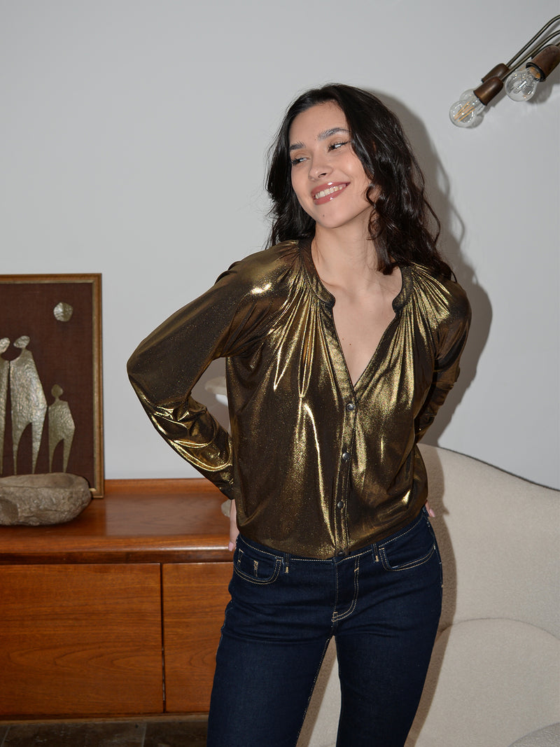 Feather Blouse Gold