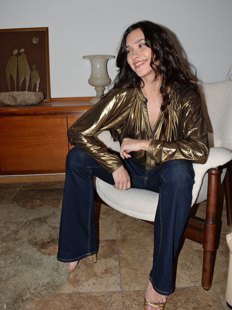 Feather Blouse Gold