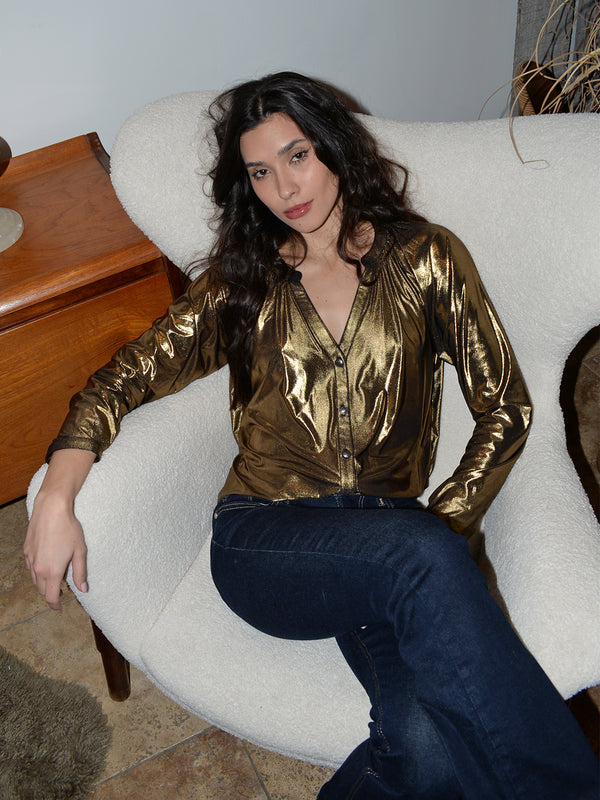 Feather Blouse Gold