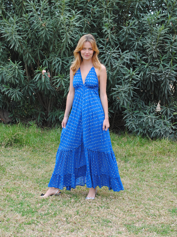 Hanky Dress Electric Blue Dots Sale