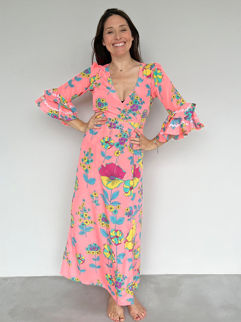 Joni Maxi Dress Coral Flower