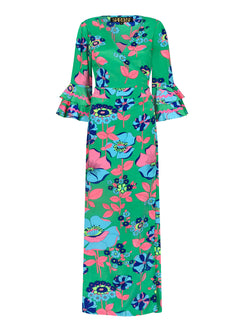 Joni Maxi Dress Dark Green Flower Sale