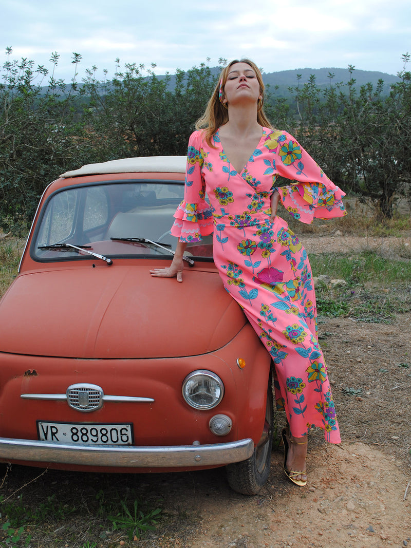 Joni Maxi Dress Coral Flower