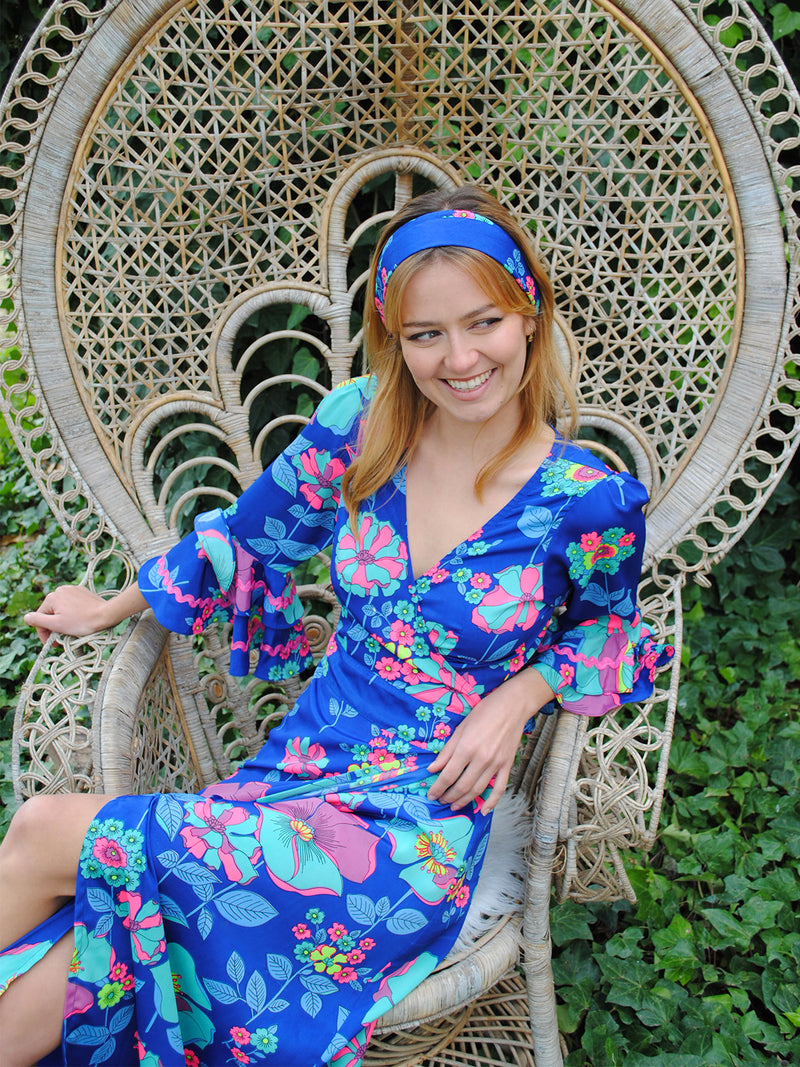 Joni Maxi Dress Electric Blue Flower