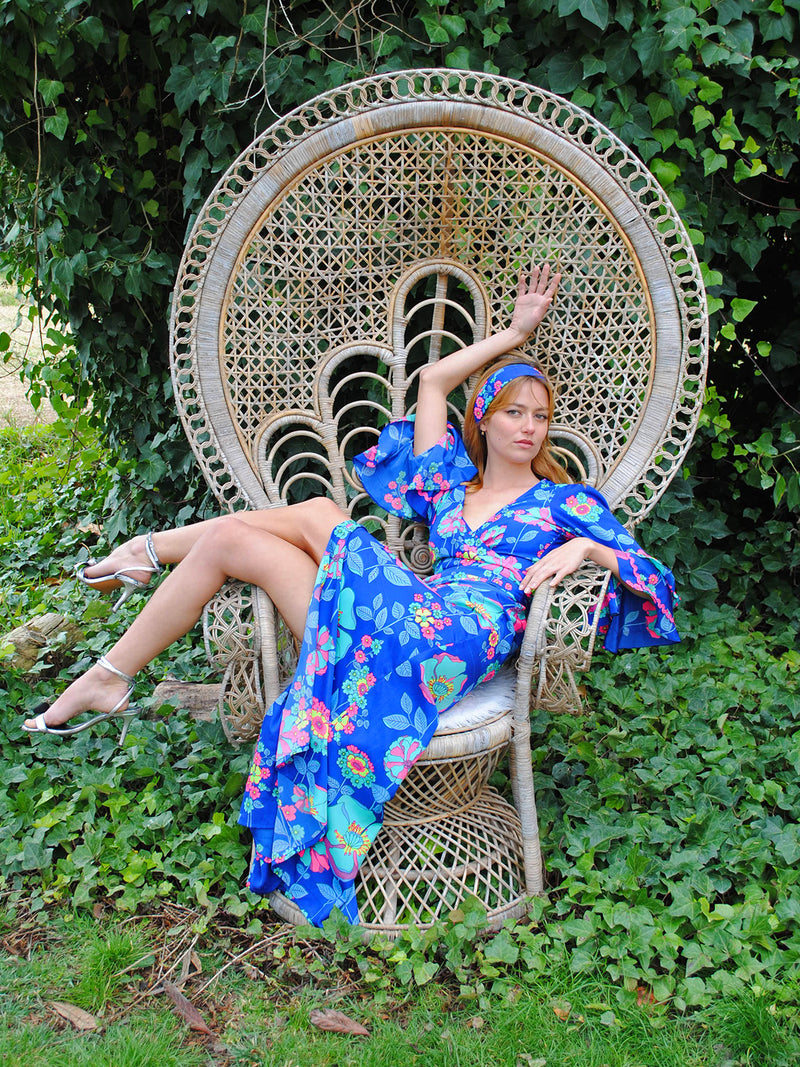 Joni Maxi Dress Electric Blue Flower Sale