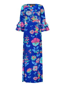 Joni Maxi Dress Electric Blue Flower Sale