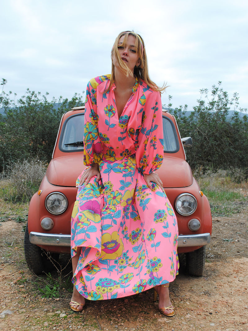 Leo Maxi Dress Coral Flower