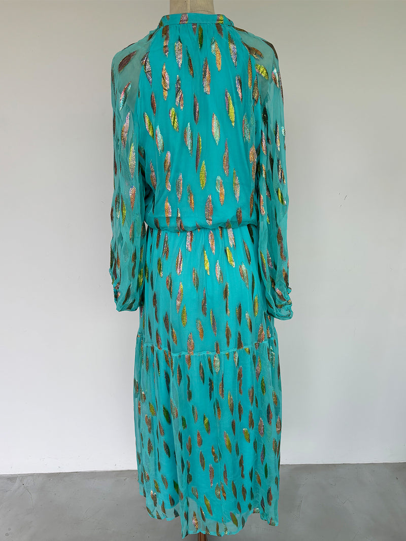 Leo Maxi Dress Turquoise Metallic Sunset Sale