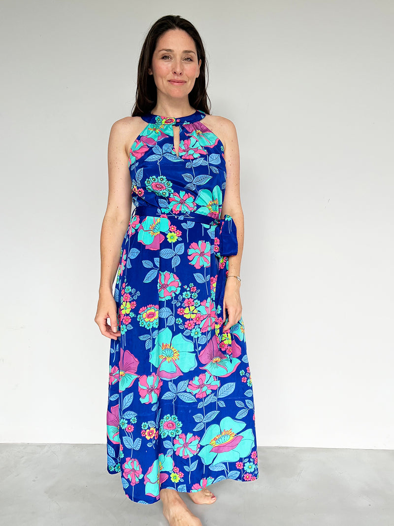 Liz Dress Electric Blue Flower