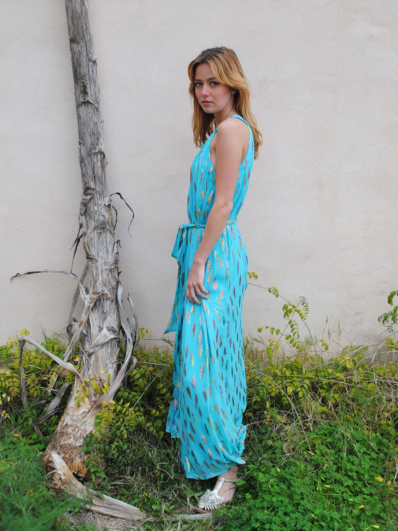 Liz Dress Turquoise Metallic Sunset