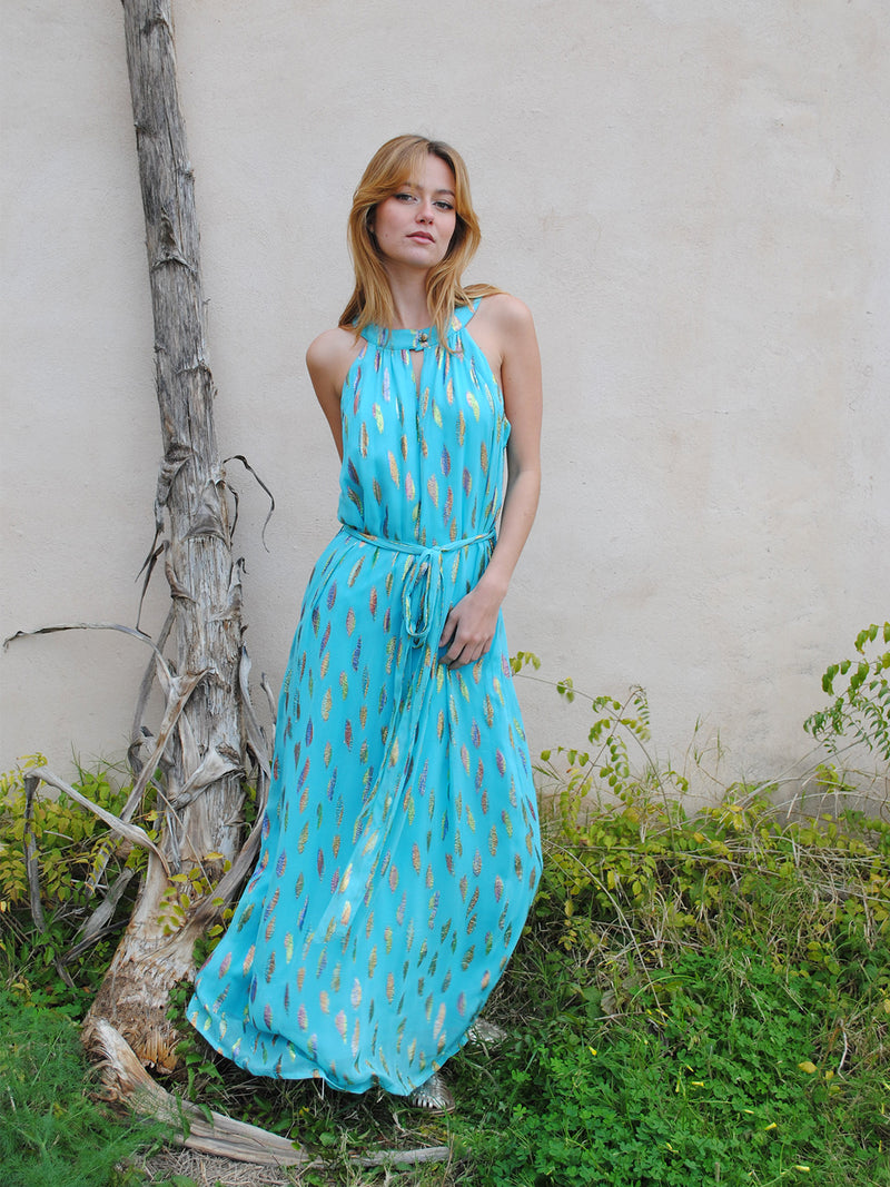 Liz Dress Turquoise Metallic Sunset