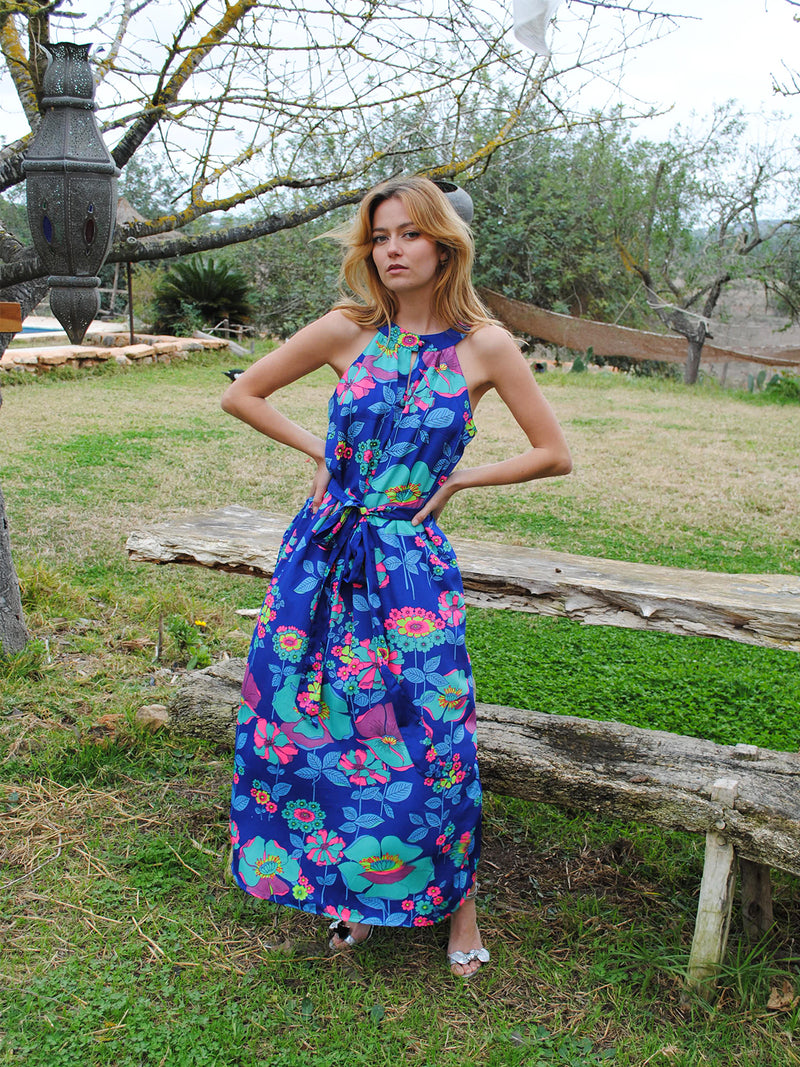 Liz Dress Electric Blue Flower