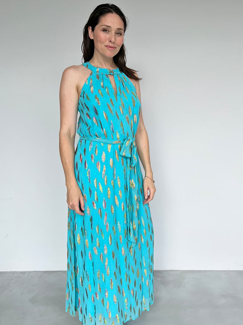 Liz Dress Turquoise Metallic Sunset