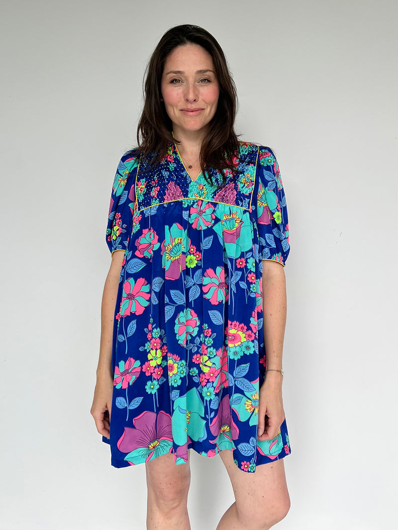 Riley Dress Electric Blue Flower