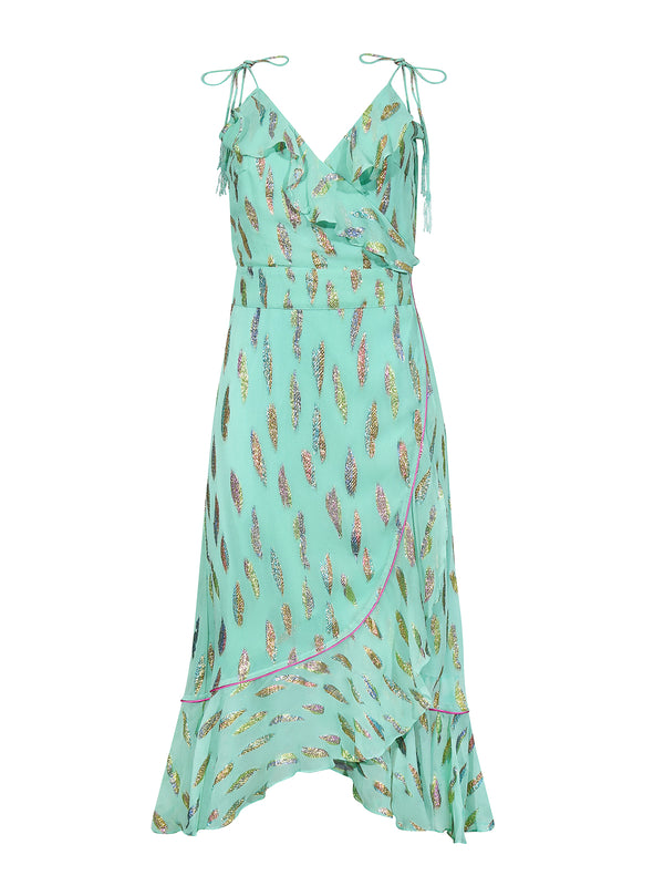 Sassafrass Midi Dress Jade Metallic Sunset