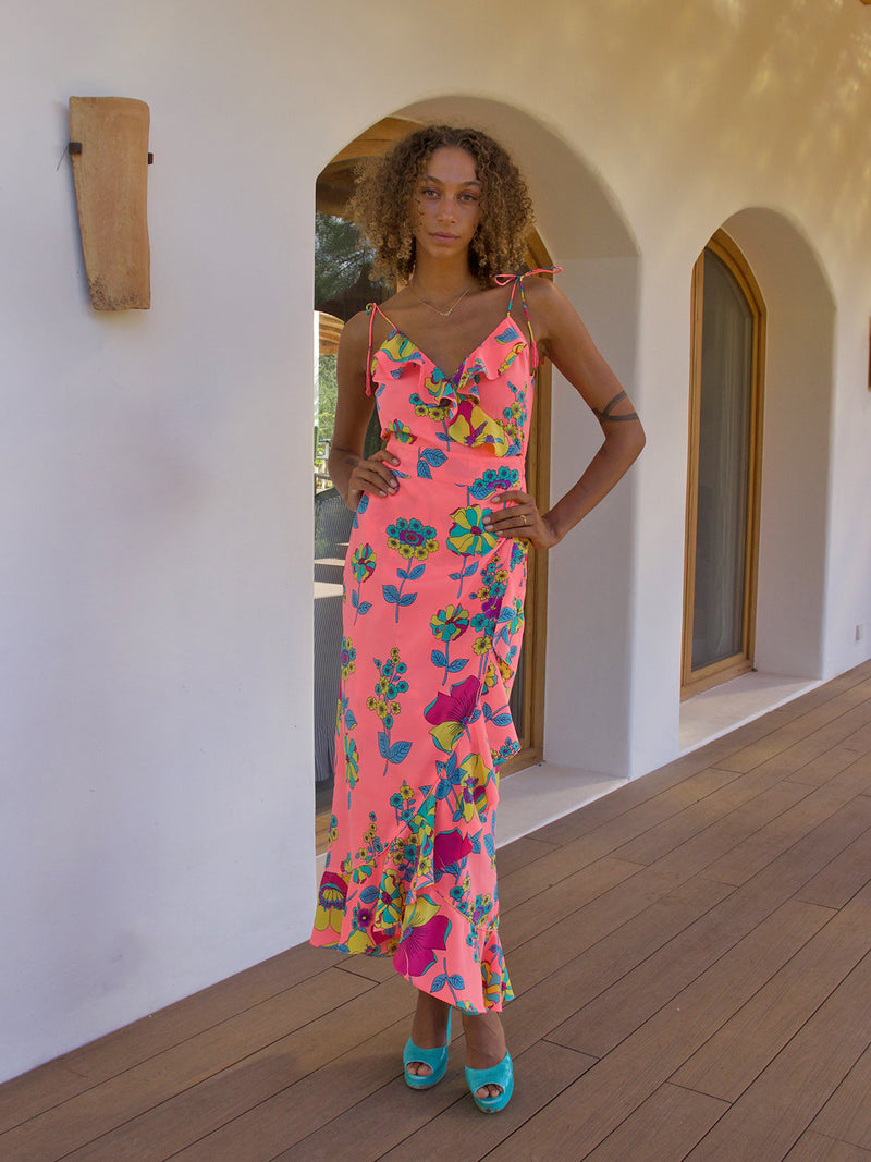 Sassafrass Maxi Dress Coral Flower