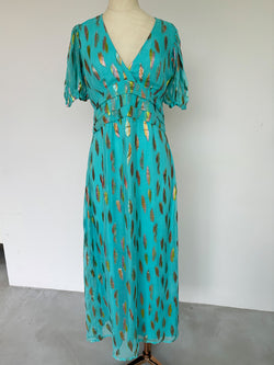 Seraphine Maxi Dress Turquoise Metallic Sunset Sale