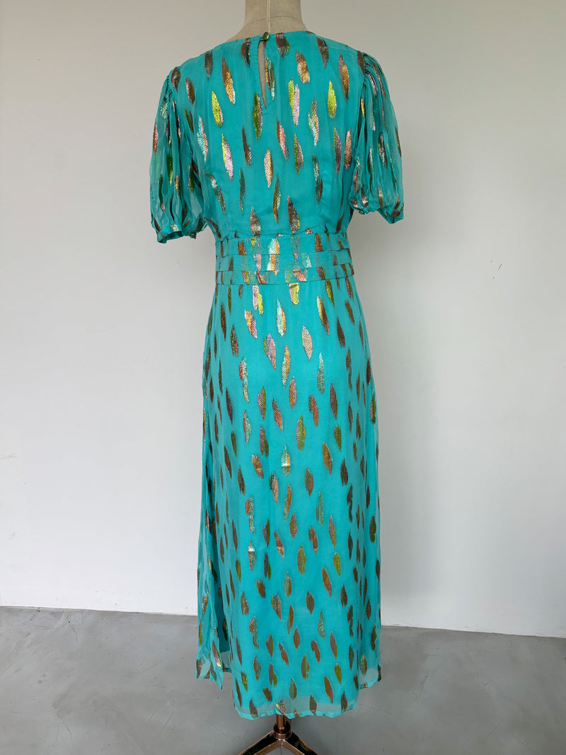 Seraphine Maxi Dress Turquoise Metallic Sunset Sale