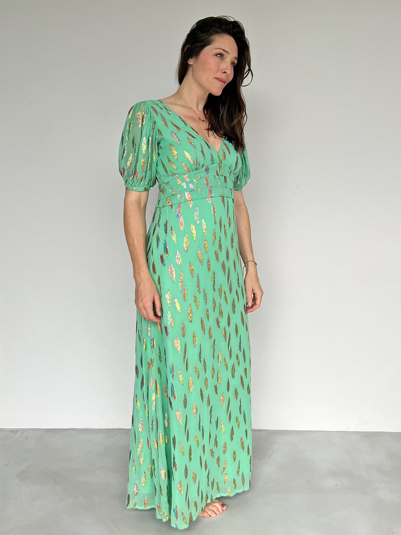 Seraphine Maxi Dress Jade Metallic Sunset