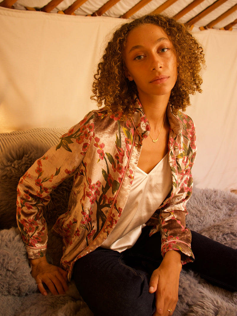 Stella Jacket Grey Velvet Blossom Sale