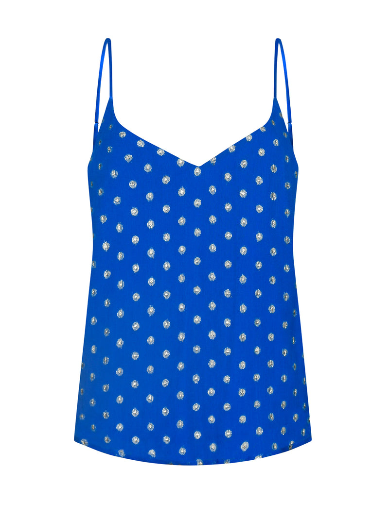 V Cami Electric Blue Dots