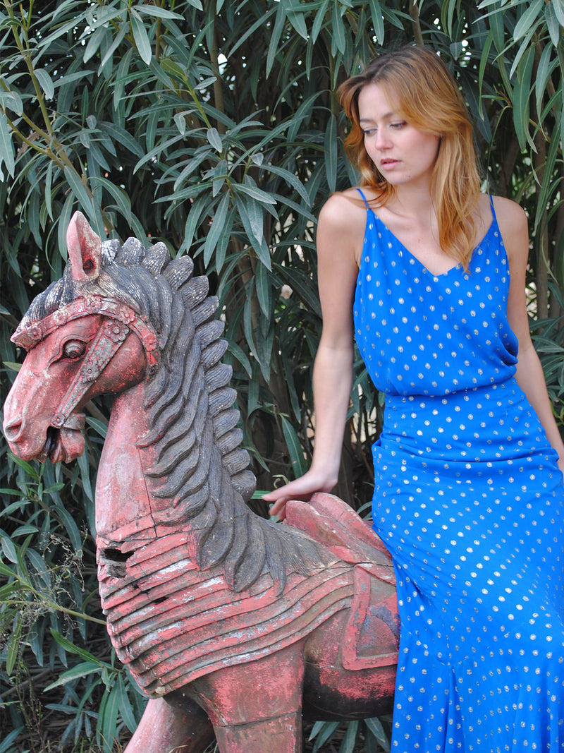 V Cami Electric Blue Dots Sale