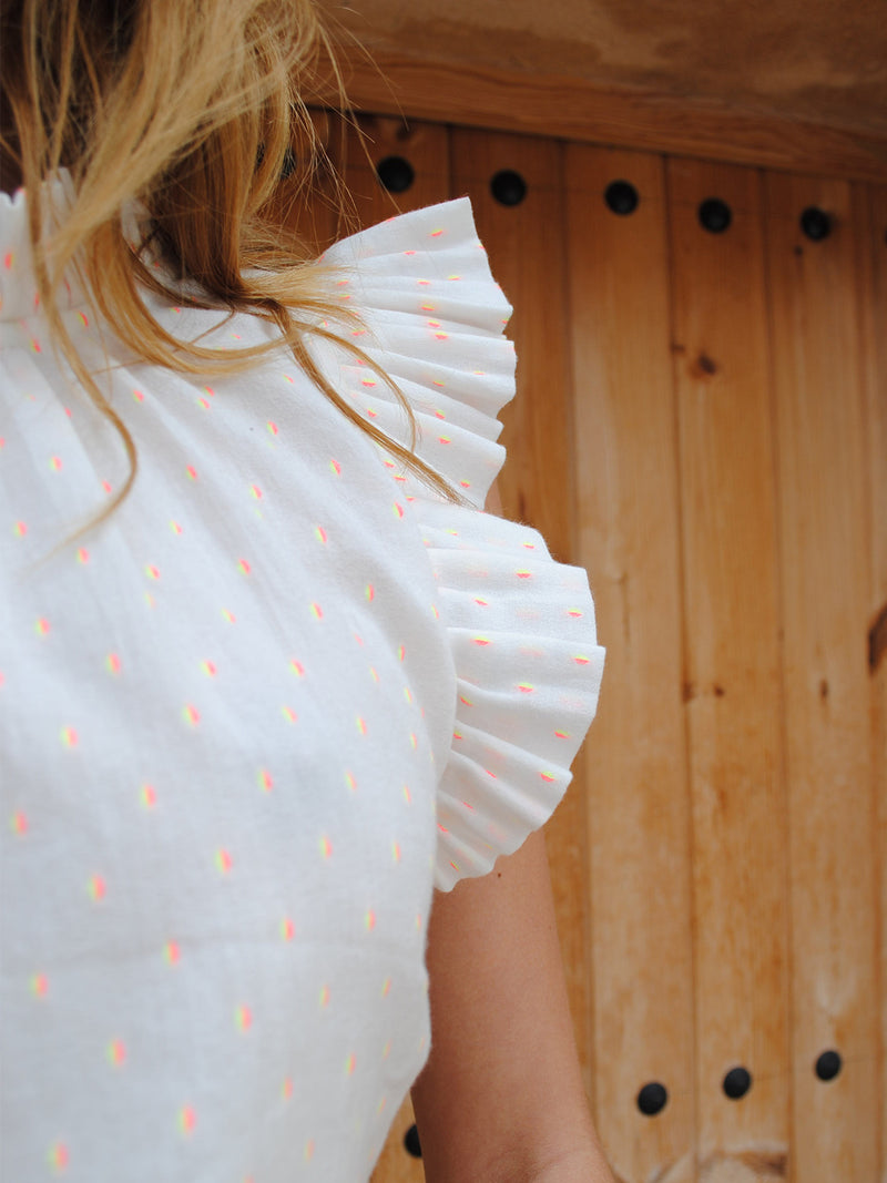 Victoria Sun Blouse Neon Dots