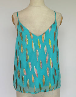V Cami Turquoise Metallic Sunset Sale