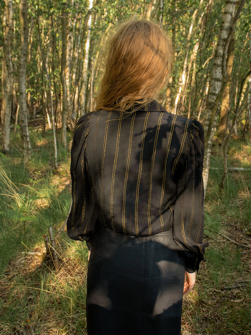 Amelia Shirt Black Golden Stripe