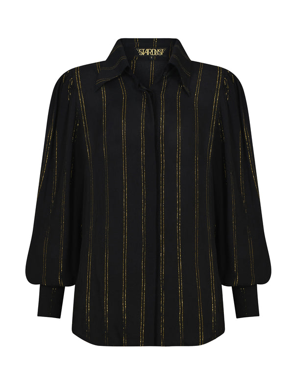 Amelia Shirt Black Golden Stripe