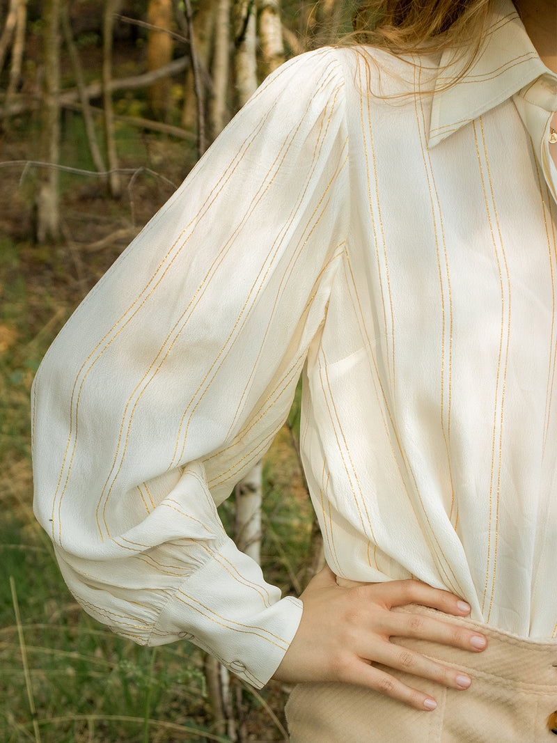 Amelia Shirt Cream Golden Stripe