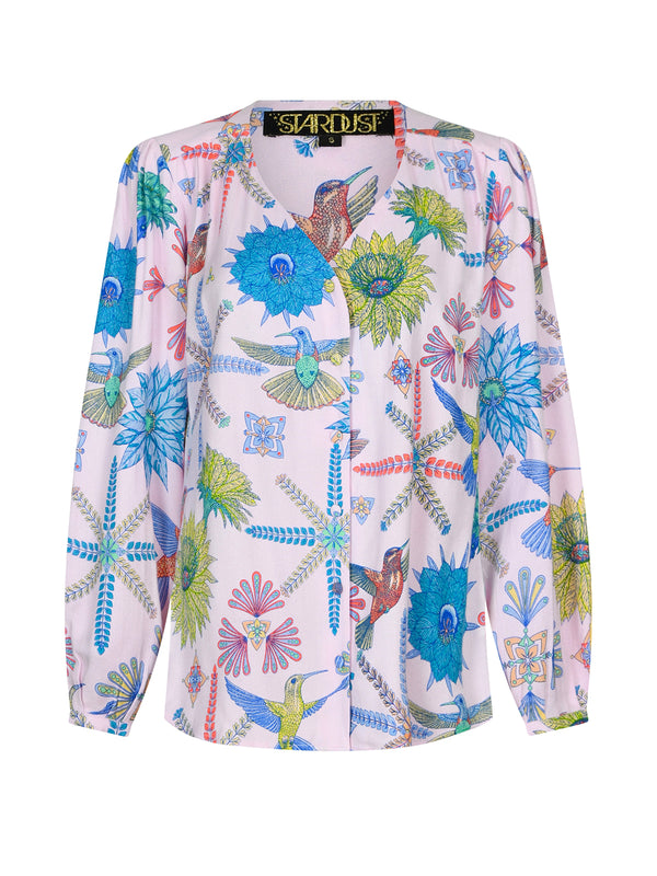 Betty Blouse Moss Pink Hummingbird