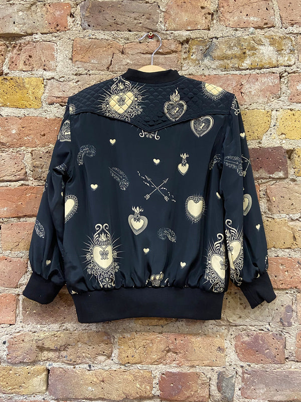 Kids Heart Bomber Jacket Black