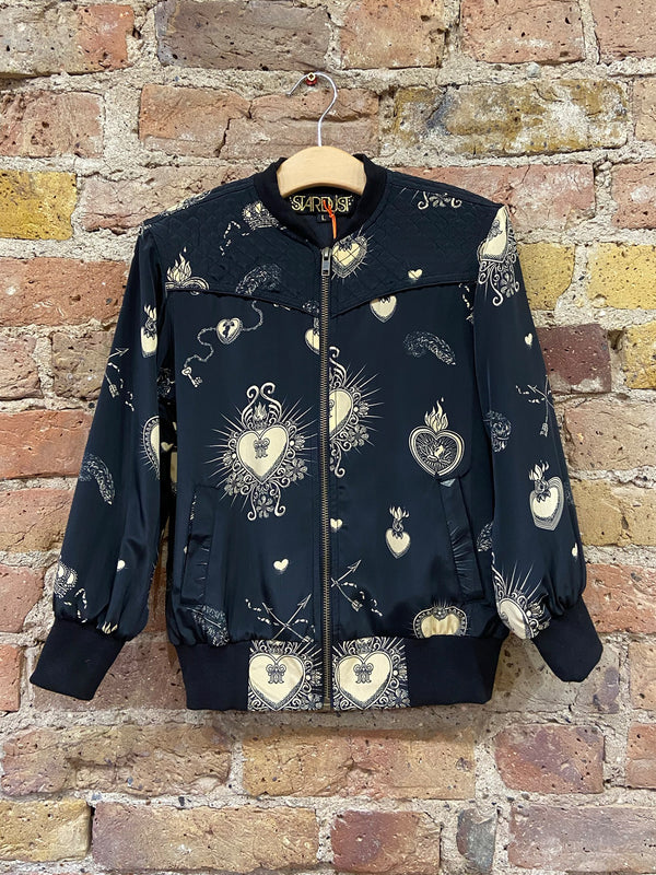 Kids Heart Bomber Jacket Black