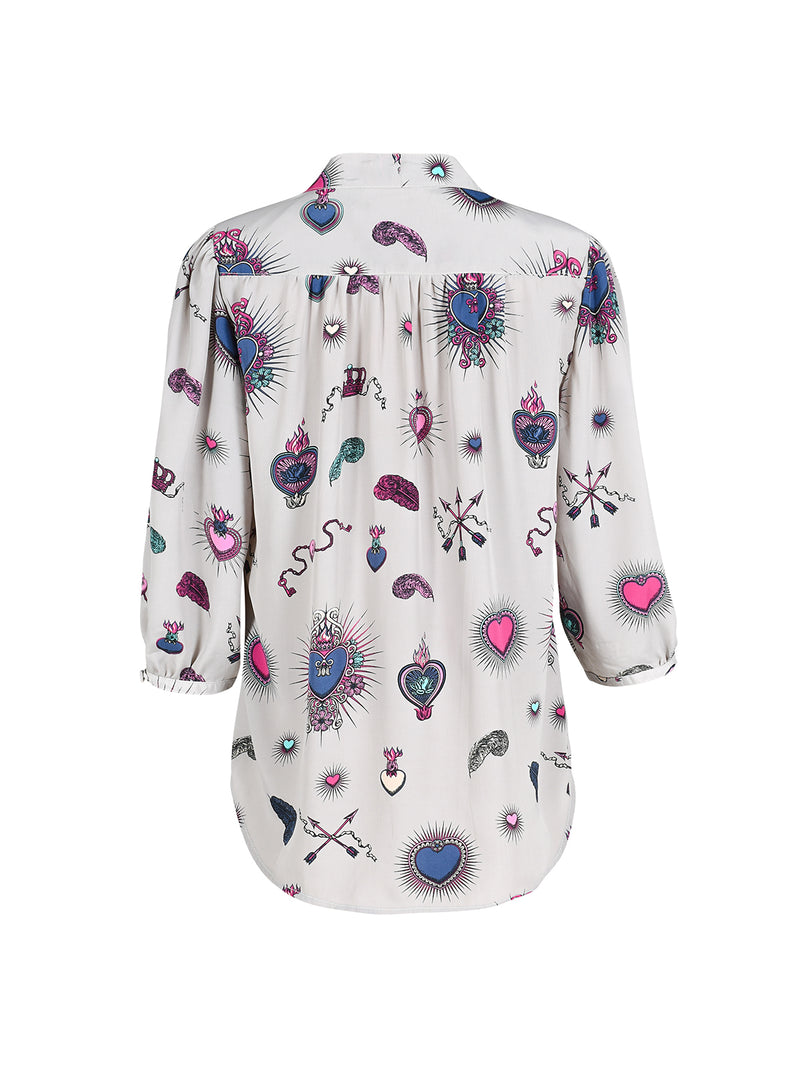 Candy Heart Blouse Grey
