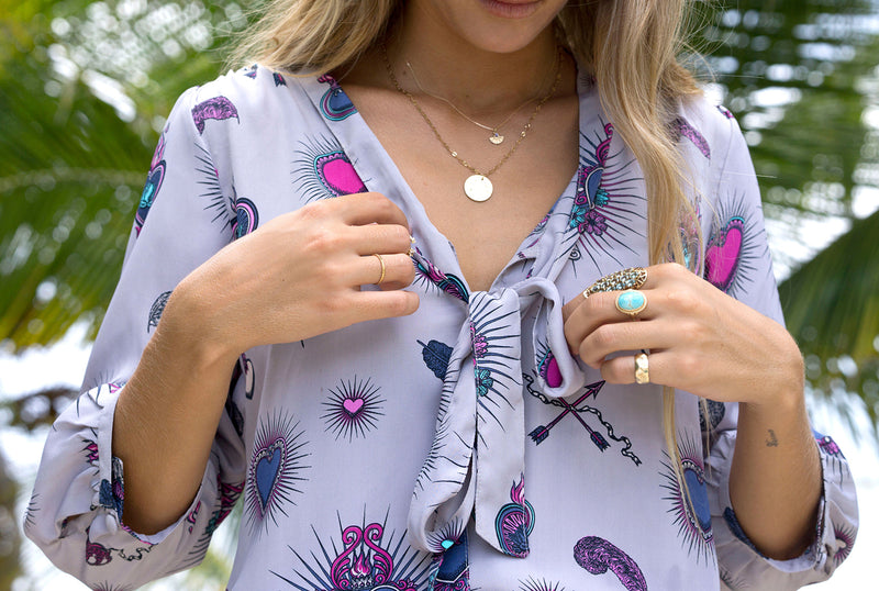 Candy Heart Blouse Grey