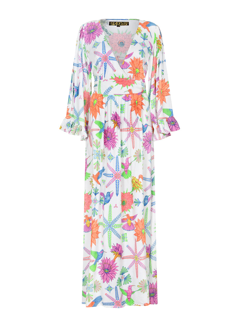 Celia Maxi Dress Moss White Hummingbird