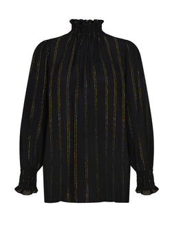 Christine Blouse Black Golden Stripe