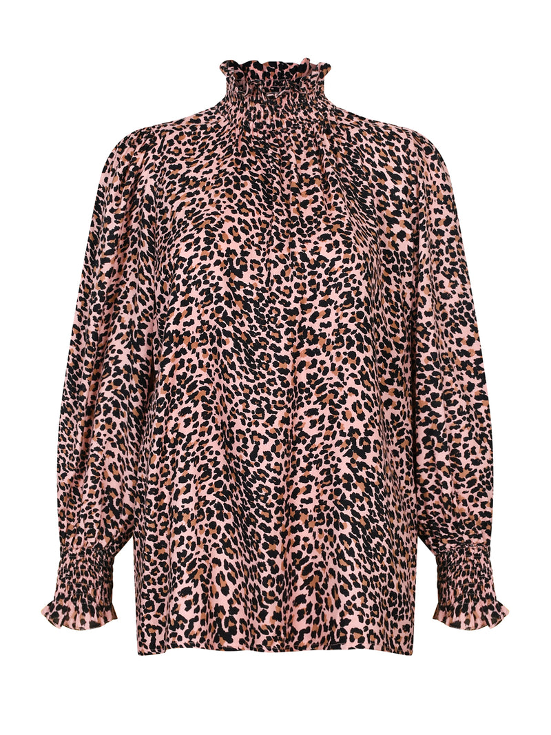 Christine Blouse Blush Leopard