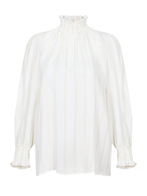 Christine Blouse Cream Golden Stripe