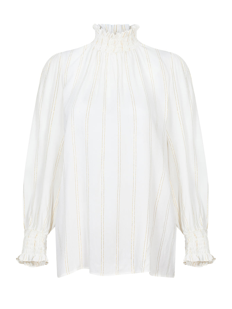 Christine Blouse Cream Golden Stripe