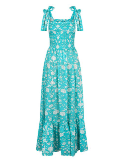 Clary Dress Mint Flower Cotton