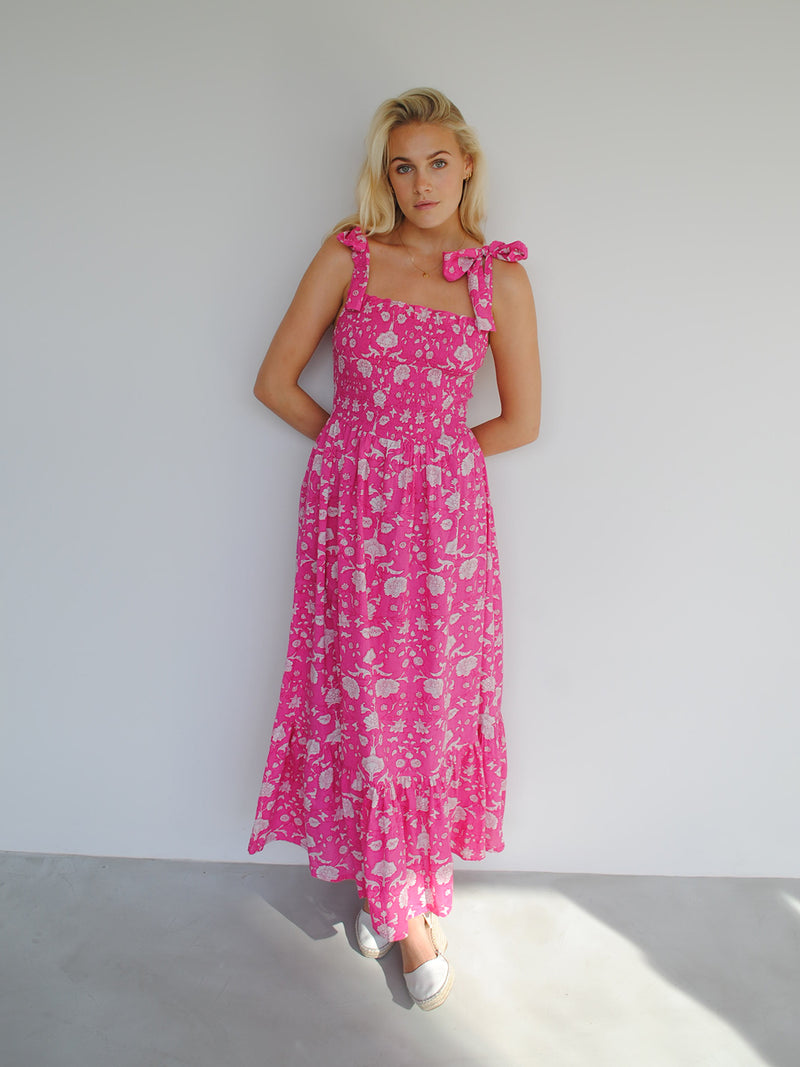 Clary Dress Pink Flower Cotton