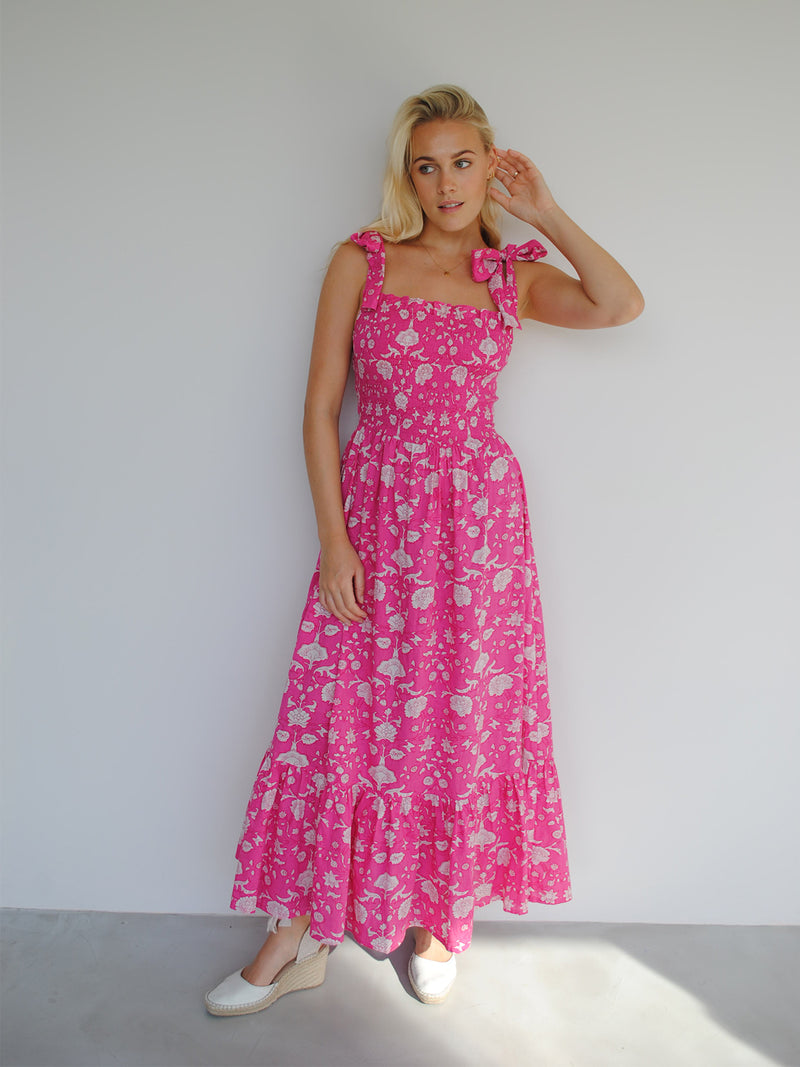 Clary Dress Pink Flower Cotton